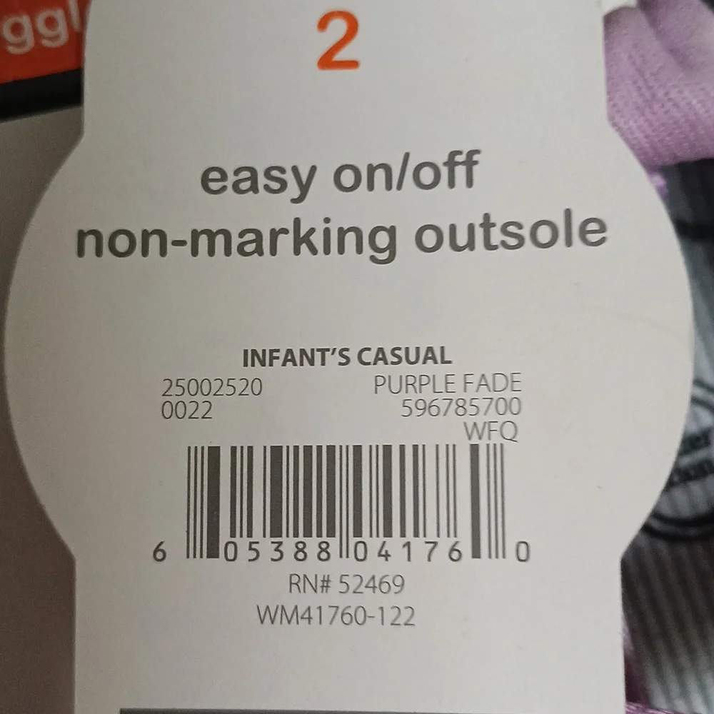 NWT Wonder Nation Infant Shoes Easy On/Off Non Marking Outsole Size 2